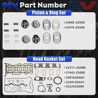 G4KJ 2.4L Theta II Full Rebuild Kit Crankshaft Connecting Rod Pistons Hyundai Sonata Kia Sportage