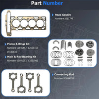GM 2.4L L4 Full Engine Rebuild Kit Timing VVT Gear Piston Conrod Bearing Buick Regal Equinox