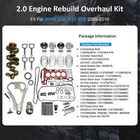 N20 2.0 Engine Crankshaft & High Performance Pistons & Timing Chain Kit & Connecting Rods & Bearing Fit