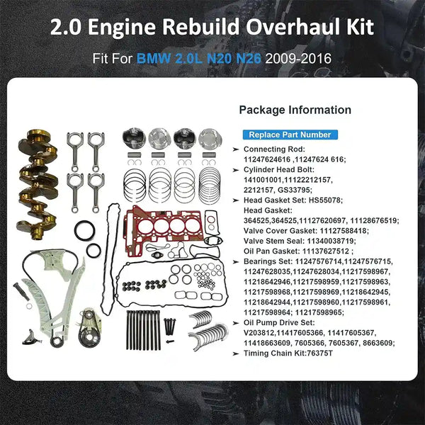 N20 Full engine overhaul gasket set