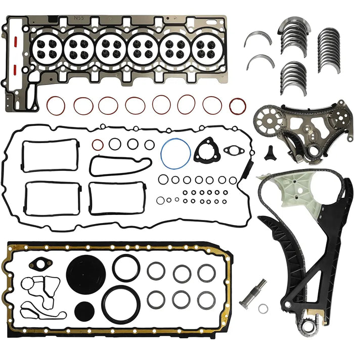 N55 3.0L Engine Overhaul Rebuilding & Timing Chain Kit & Bearing Set Fit For BMW 3.0L 135i M135i M235i 335i 435i 535i 640i 740i X1 X3 X4 X5 X6 N55B30 N55B30A 2010-2019 11247576715 11127587804
