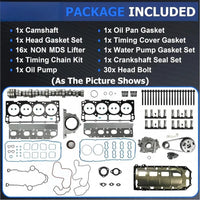 Non-MDS 5.7 Hemi camshaft lifter kit, oil pump, timing chain & head gasket. OE#53022372AA for Chrysler 300, Charger, Durango, Grand Cherokee 2009-2017.