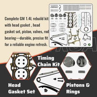 1.4L Turbo Full Rebuild Kit Piston Timing Chain Head Gasket Buick Encore Chevy Cruze