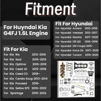 G4FJ 1.6L Full Engine Rebuild Kit with Crankshaft Timing VVT Head Gaskets Bearings