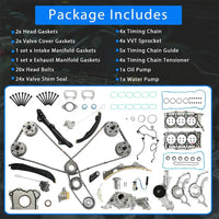 3.6 Pentastar Full Engine Rebuild Kit Timing Chain VVT Water Pump Oil Pump Head Gaskets