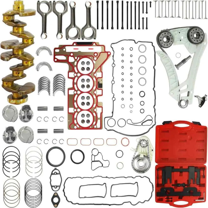 2.0L N20 N26 Crankshaft Pistons Con-Rods Timing Chain Valves Gaskets Set | Non-Hybrid Turbo Engine Rebuild Overhaul Kit For BMW 328i 320i 428i 528i X1 X3 X4 Z4 2012-2018