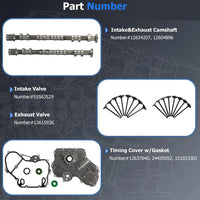 Full engine overhaul gasket Camshafts Timing Chain Kit For GMC 2.4L 11-17