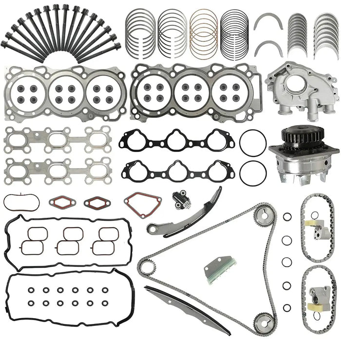 VQ40DE 4.0L Full Rebuild Kit Timing Chain Oil Water Pump Head Gasket Nissan Frontier Pathfinder