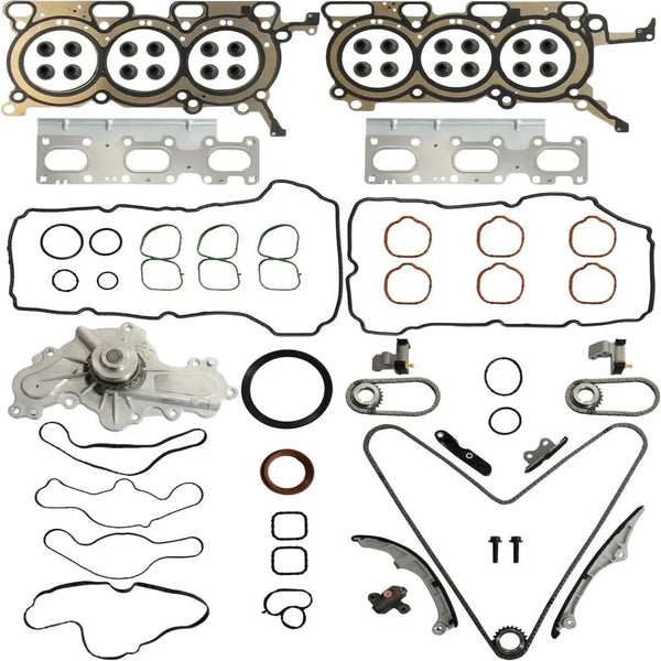3.5L Timing Chain Kit With Water Pump & Head Gasket Set | Fit For Ford Edge Flex Fusion Taurus Taurus x Lincoln Mkx Mkz Mazda Cx-9 Sable 3.5 V6 2007-2010 HS26487PT AT6023