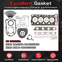 EA888 Gen2 23mm Rebuild Overhaul Kit w/Piston & Timing Chain Kit For Audi VW 2.0T 2008-2015 | Fit for Audi A3 Seat VW CC Eos Passat Tiguan 2.0T TFSI TSI Replace#06H109158H 06H109158J 06H107065DM